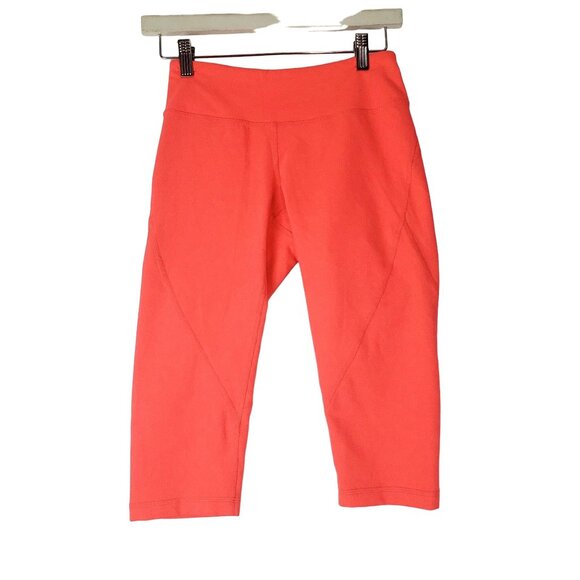 ZELLA Womens Leggings SZ XS Capri Neon Florescent Coral Pink Barbie Fitness Gym‎ - Picture 1 of 7